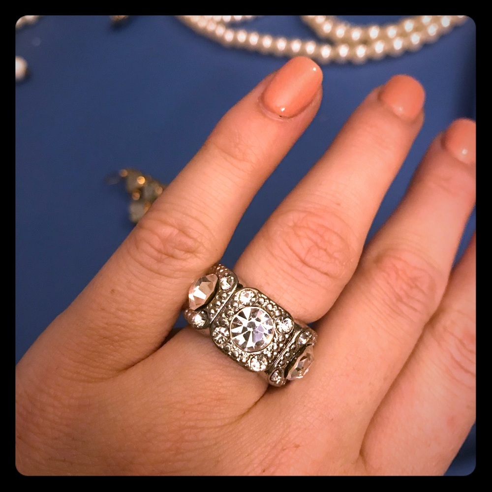 Stretchy CZ cocktail ring